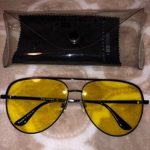QUAY Australia x Desi Perkins yellow sunglasses